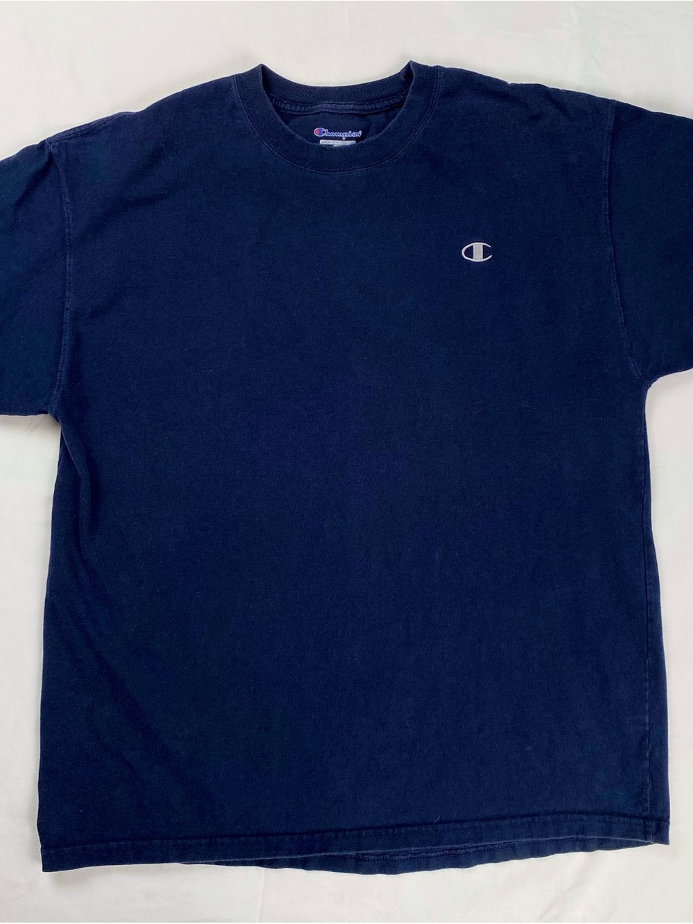 Champion Dark Blue Crewneck Tee with Embroidered Logo